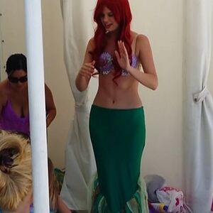 Mermaid Costume with Green Tail and Purple Top
